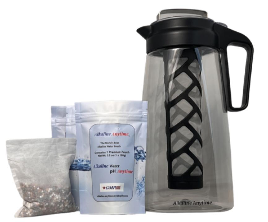 Infusor de lanzador de filtro de agua alcalino, Tritan lanzador 2L | 9.5 Filtros alcalinos de pH | Jarra de té | Tritan BPA Cafetera de hielo gratis | Lanzador infusor