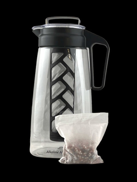 Infusor de lanzador de filtro de agua alcalino, Tritan lanzador 2L | 9.5 Filtros alcalinos de pH | Jarra de té | Tritan BPA Cafetera de hielo gratis | Lanzador infusor