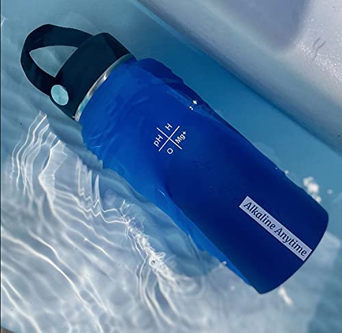 32oz. Botella de agua alcalina Acero inoxidable | Crea agua de pH hasta 9.5+ pH | Vacío de boca ancha aislada con mango | Micromesh Pouch e Infuser