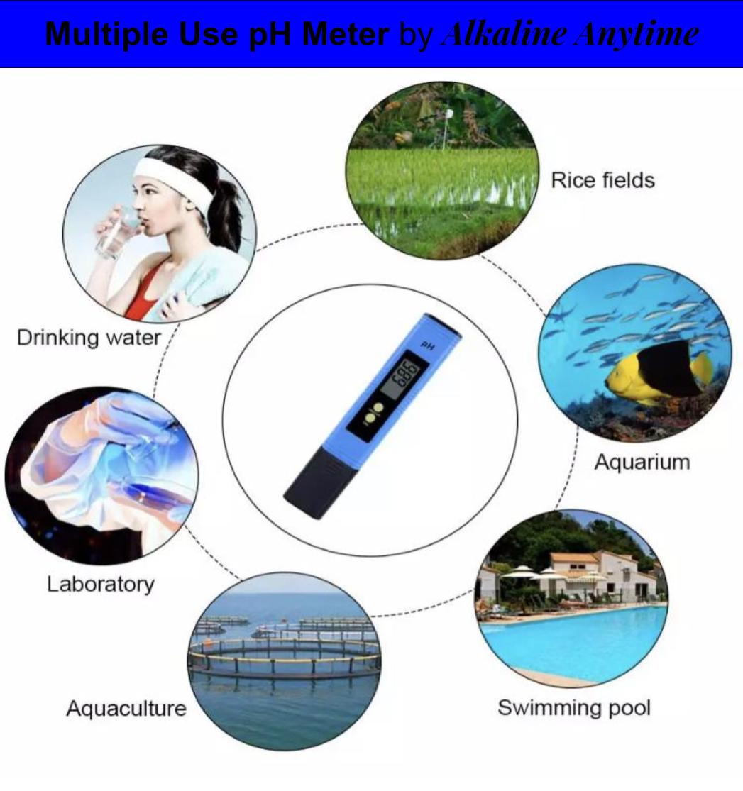Medidor de pH digital y probador de agua de pH, probador de pluma para agua de pH, agua potable, botellas de agua, jarras de agua, piscinas, acuarios e hidroponía.