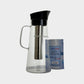 Alcalino Jarabos de filtro de agua con infusor, jarra de vidrio con tapa 1.5L | 9.5 Filtros alcalinos de pH | Jarra de té | Vidrio de borosilicato | Lanzador infusor