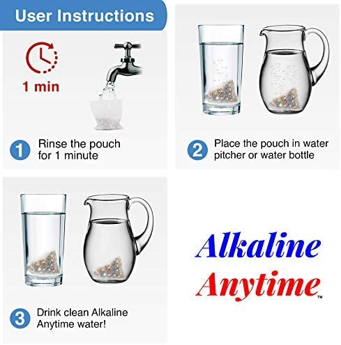 Alcalino Jarabos de filtro de agua con infusor, jarra de vidrio con tapa 1.5L | 9.5 Filtros alcalinos de pH | Jarra de té | Vidrio de borosilicato | Lanzador infusor