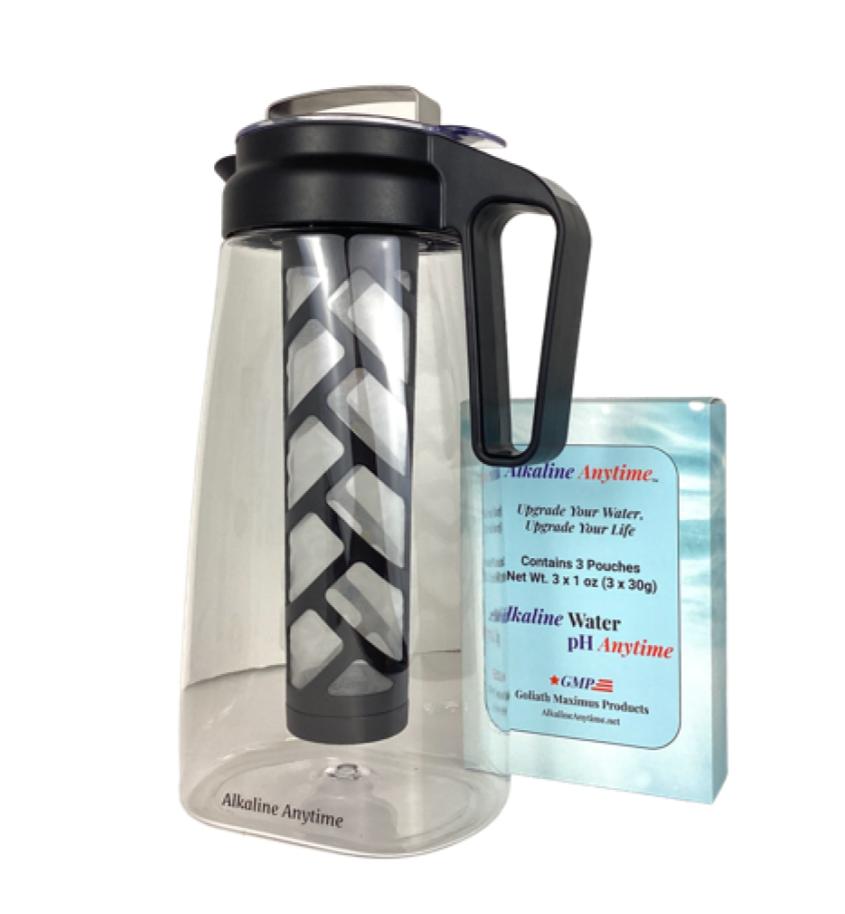 Infusor de lanzador de filtro de agua alcalino, Tritan lanzador 2L | 9.5 Filtros alcalinos de pH | Jarra de té | Tritan BPA Cafetera de hielo gratis | Lanzador infusor